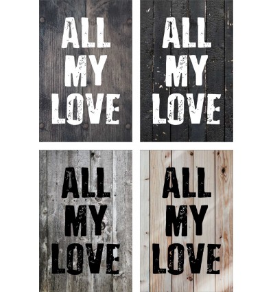 Skilt 180 - All my love (4 stk) assorteret baggrund