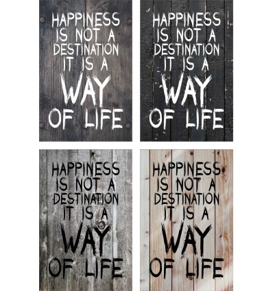 Skilt 107 - Happiness is not a A (4 stk) assorteret baggrund