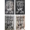 Skilt 107 - Happiness is not a A (4 stk) assorteret baggrund