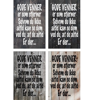 Skilt 114 - gode venner (4 stk) assorteret baggrund