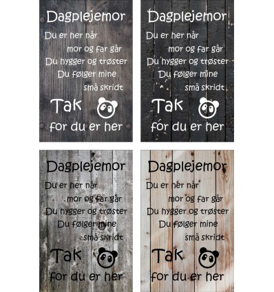 Skilt 128 - Dagplejemor (4 stk) assorteret baggrund
