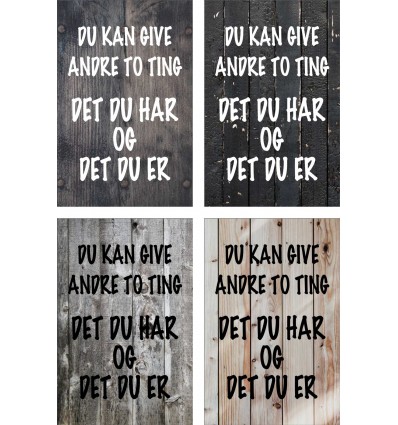 Skilt 166 - Du kan give to ting (4 stk) assorteret baggrund