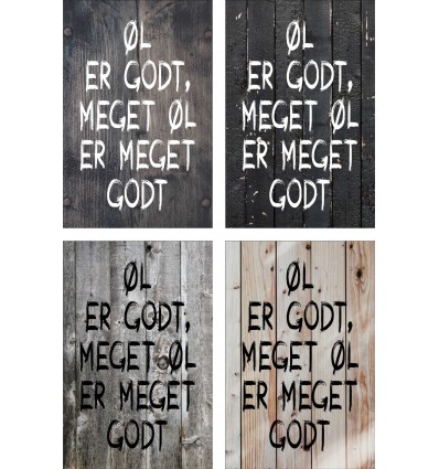 Skilt 170 - Øl er godt meget øl er meget godt (4 stk) 