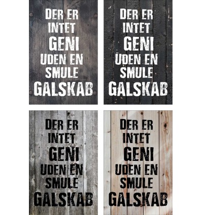Skilt 173 - Der er intet geni uden (4 stk)