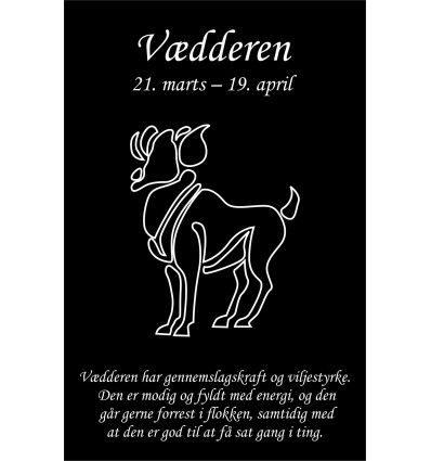 Skilt Stjernetegn Vædderen (4 stk)