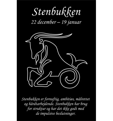Skilt Stjernetegn Stenbukken (4 stk)